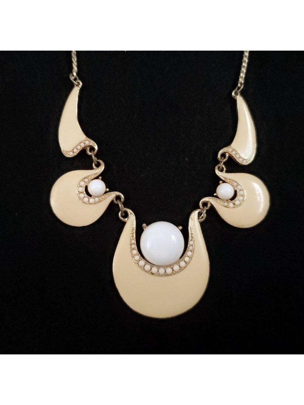 Vintage Arthur Pepper Necklace Bib Gold Tone Yellow Enamel 18"